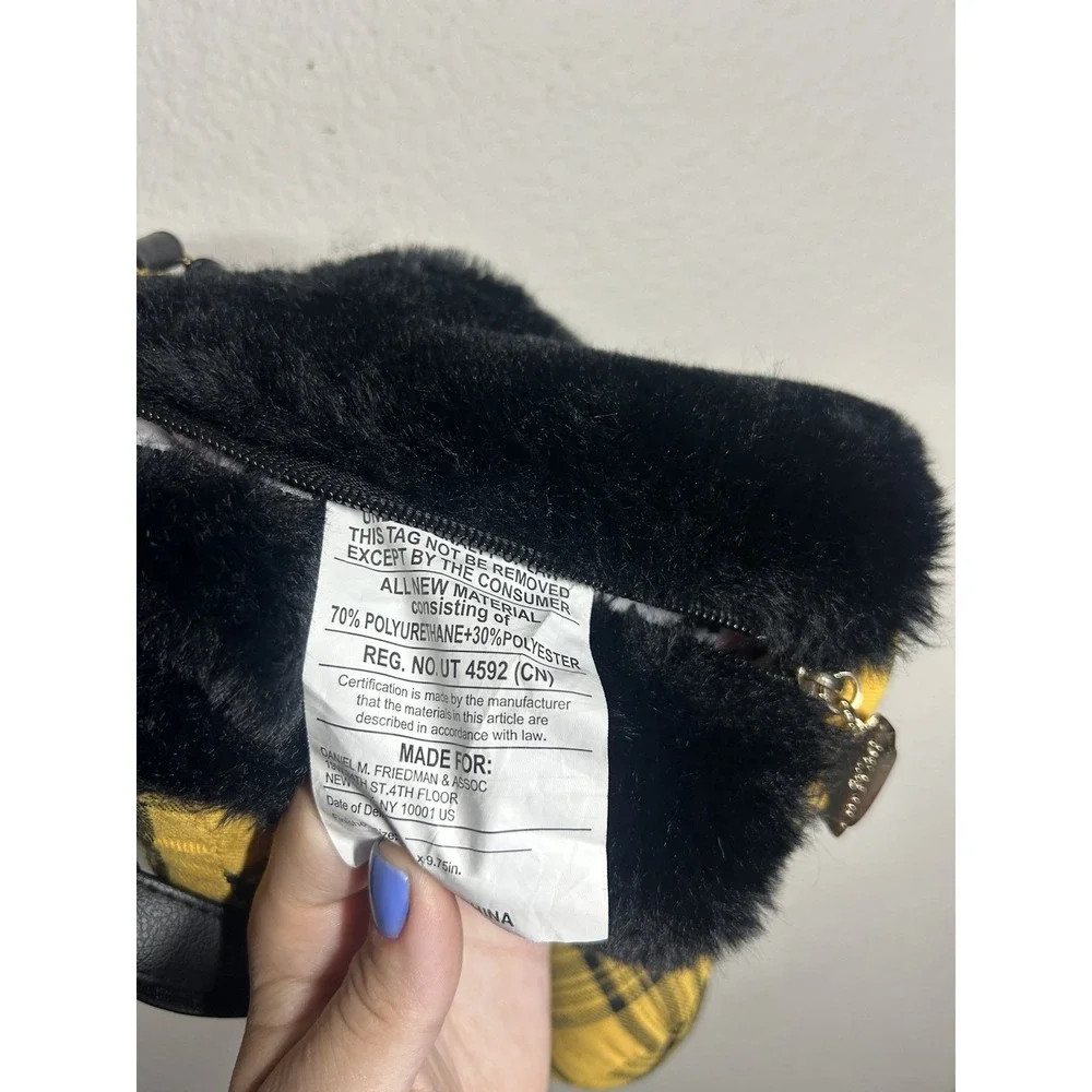 Betsy Johnson Luv Betsy Yellow Cat Plush Backpack Medium Plaid Preppy Y2K Trend